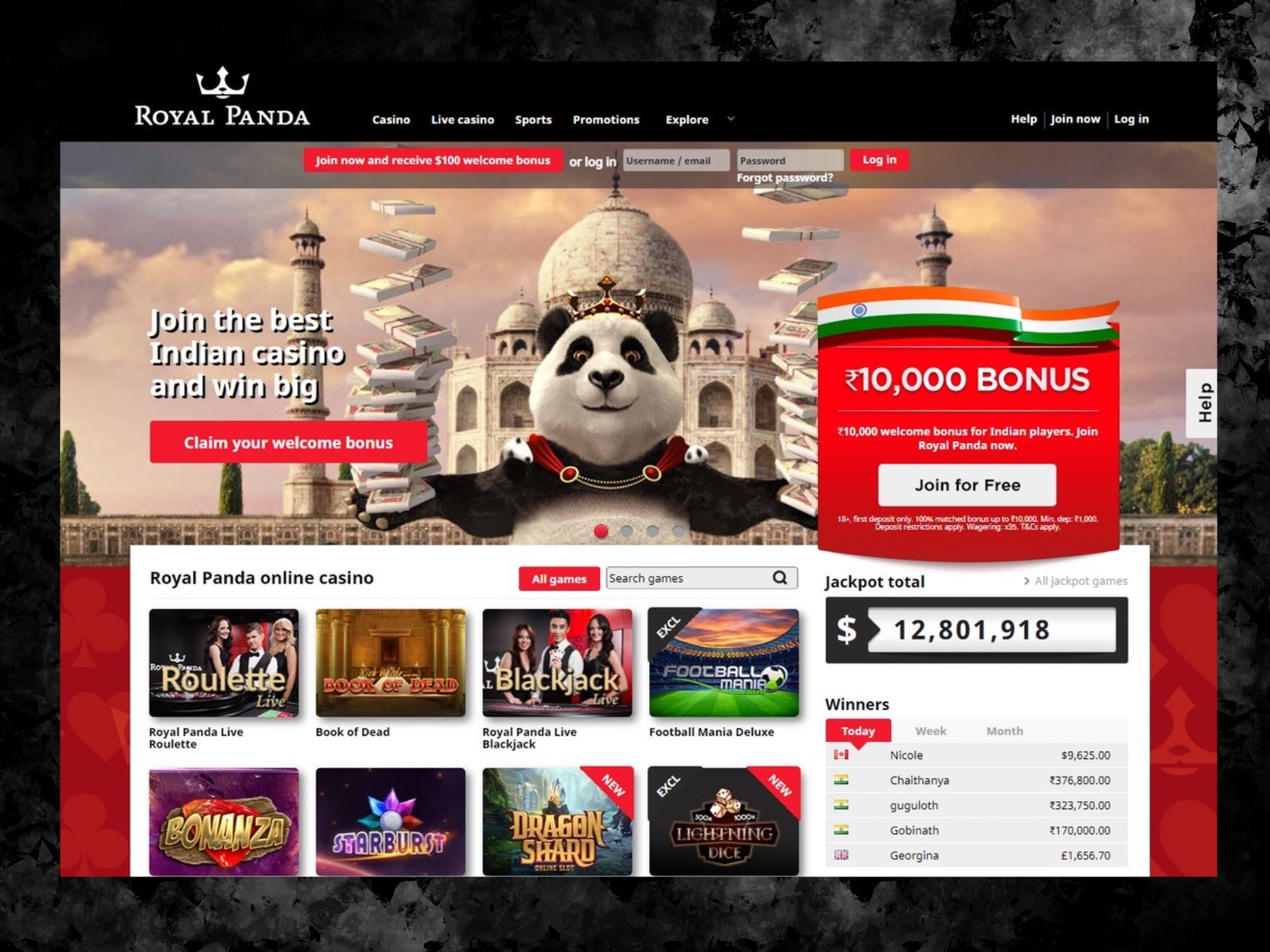 Register at Royal Panda and start playing online slots.