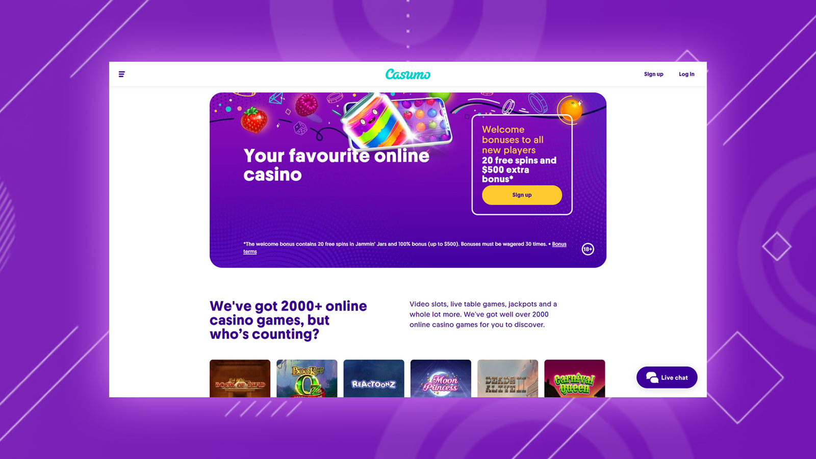 Sign up for Casumo and have a great experience of casino games.