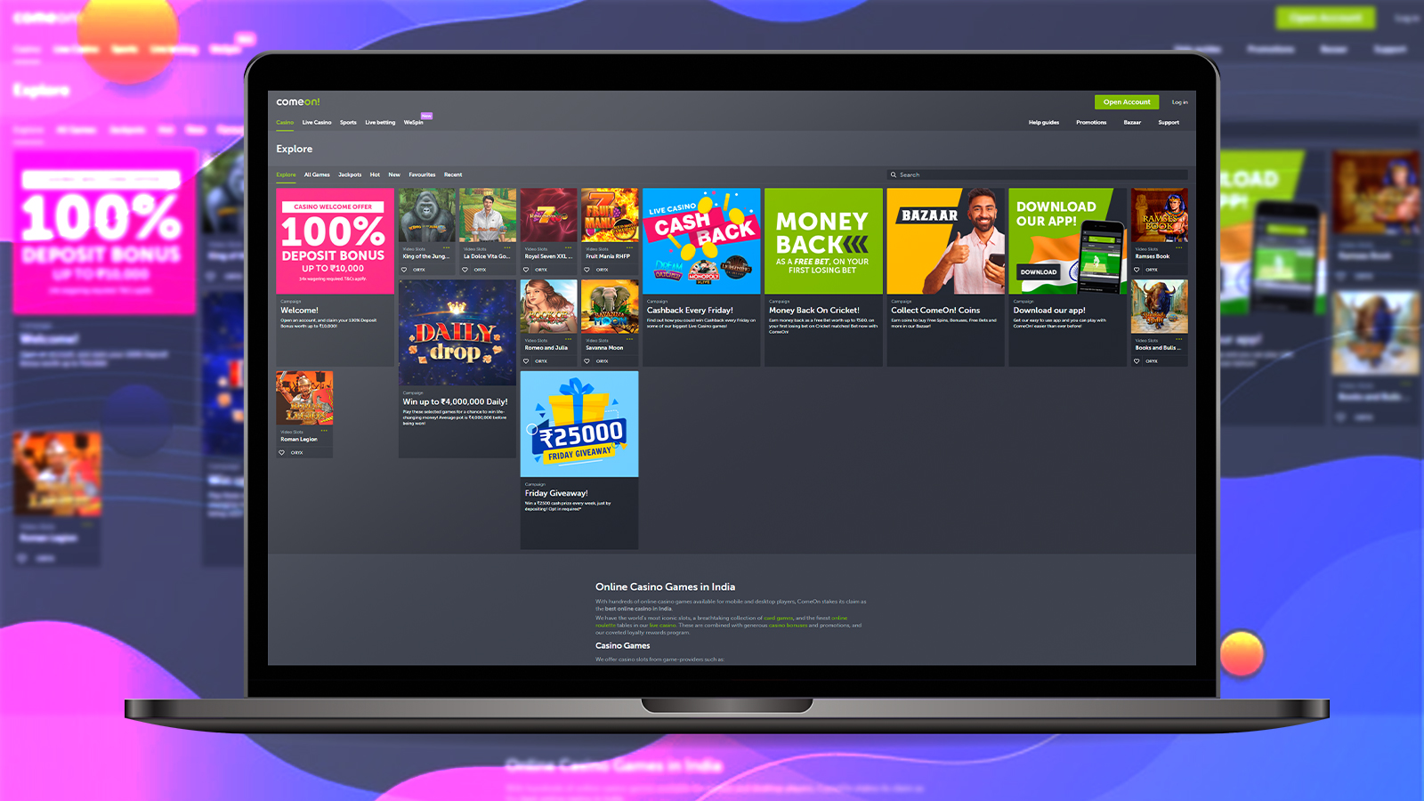 Register at Comeon and get both casino games and an amazing sportsbook to bet on.