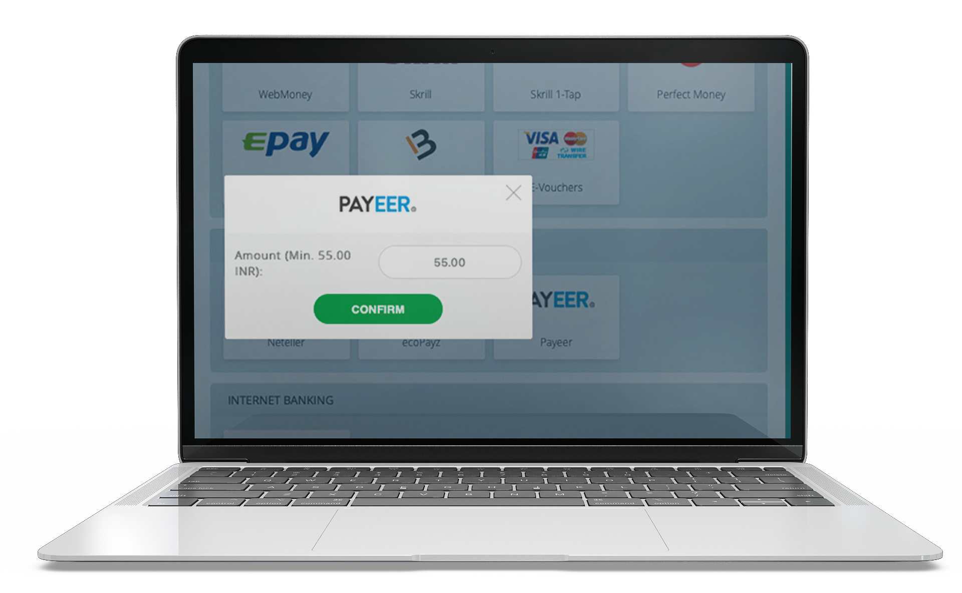 Choose the deposit method that accepts INR for more convenient financial operations.