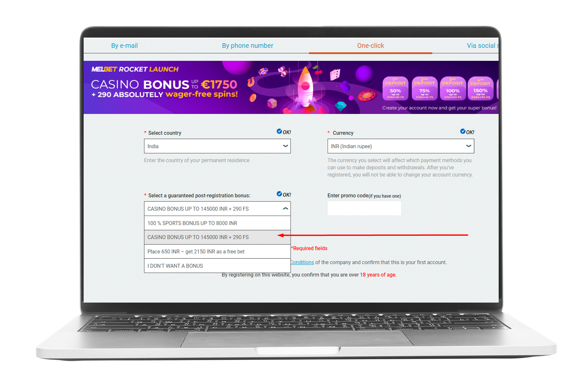 Sometimes you can choose one of some casino welcome bonuses.