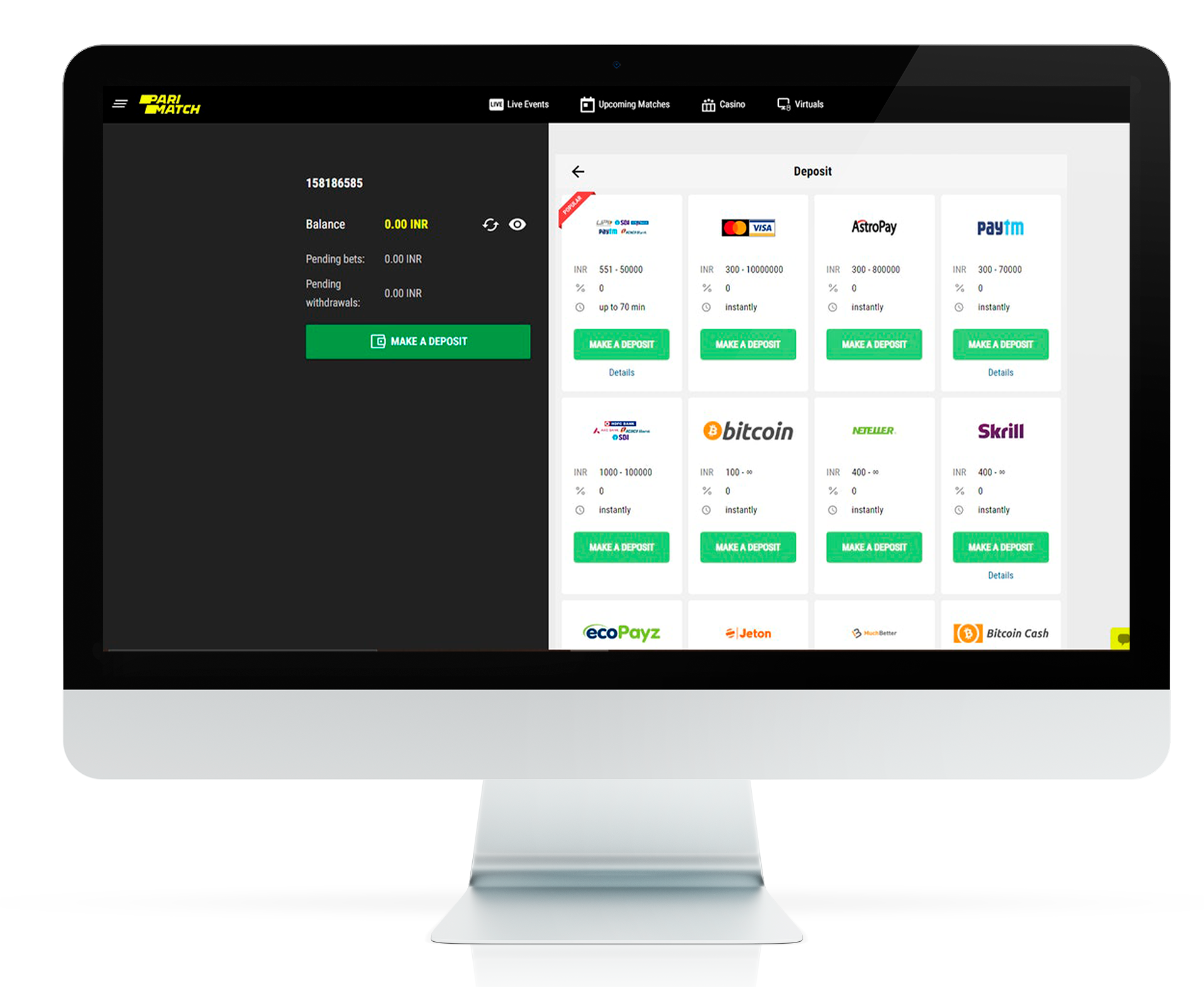 Choose the most convenient method for Indians to make a deposit.