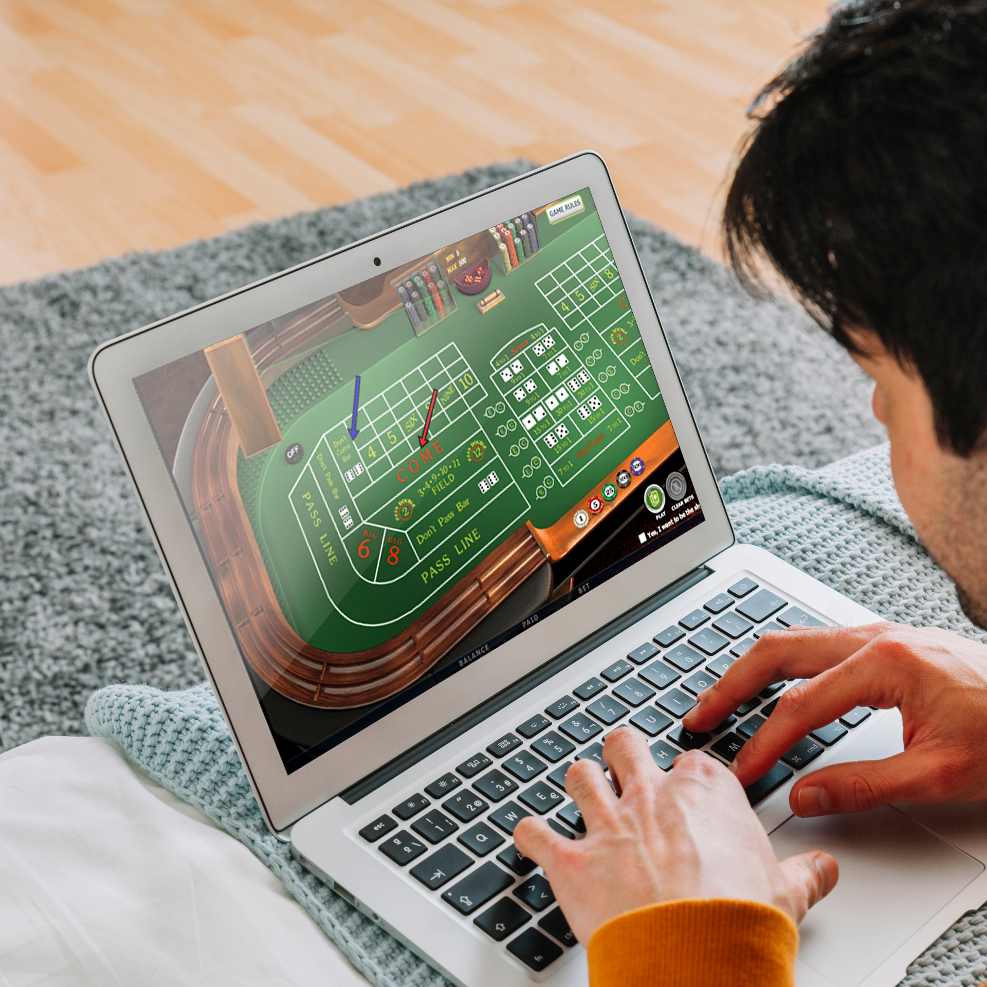 You need only your laptop to play craps online.