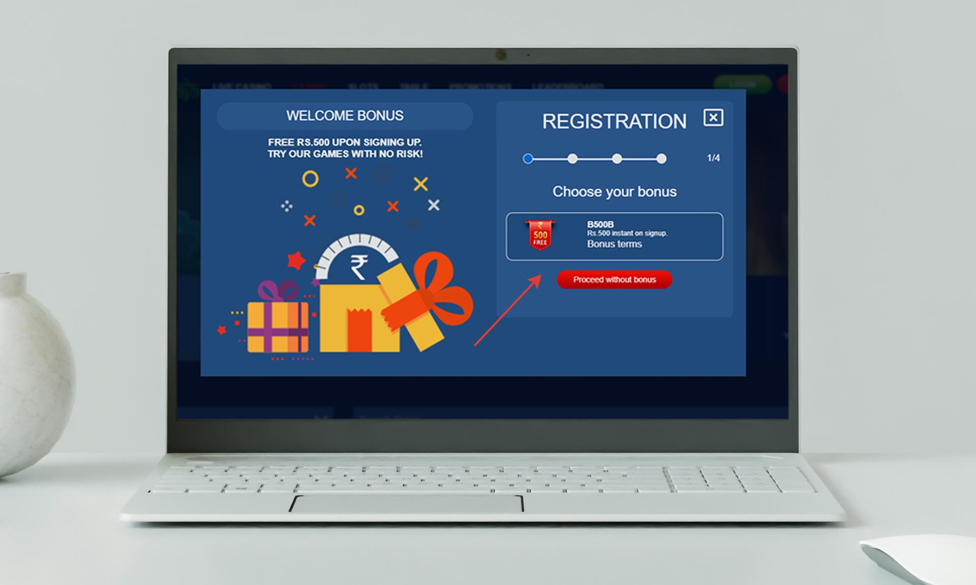 Enter the code to claim the welcome bonus.