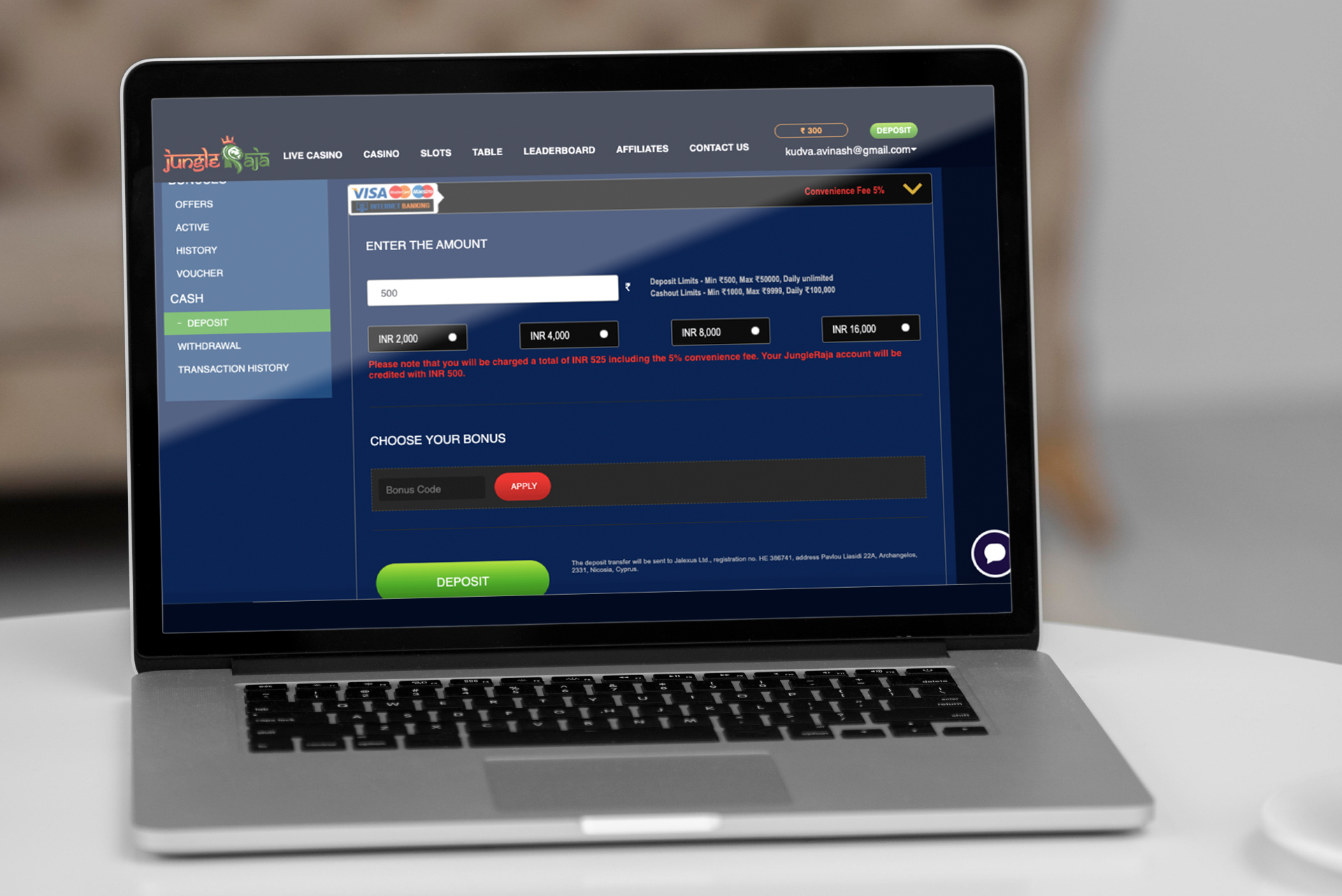 You need to top your account to receive a bonus.