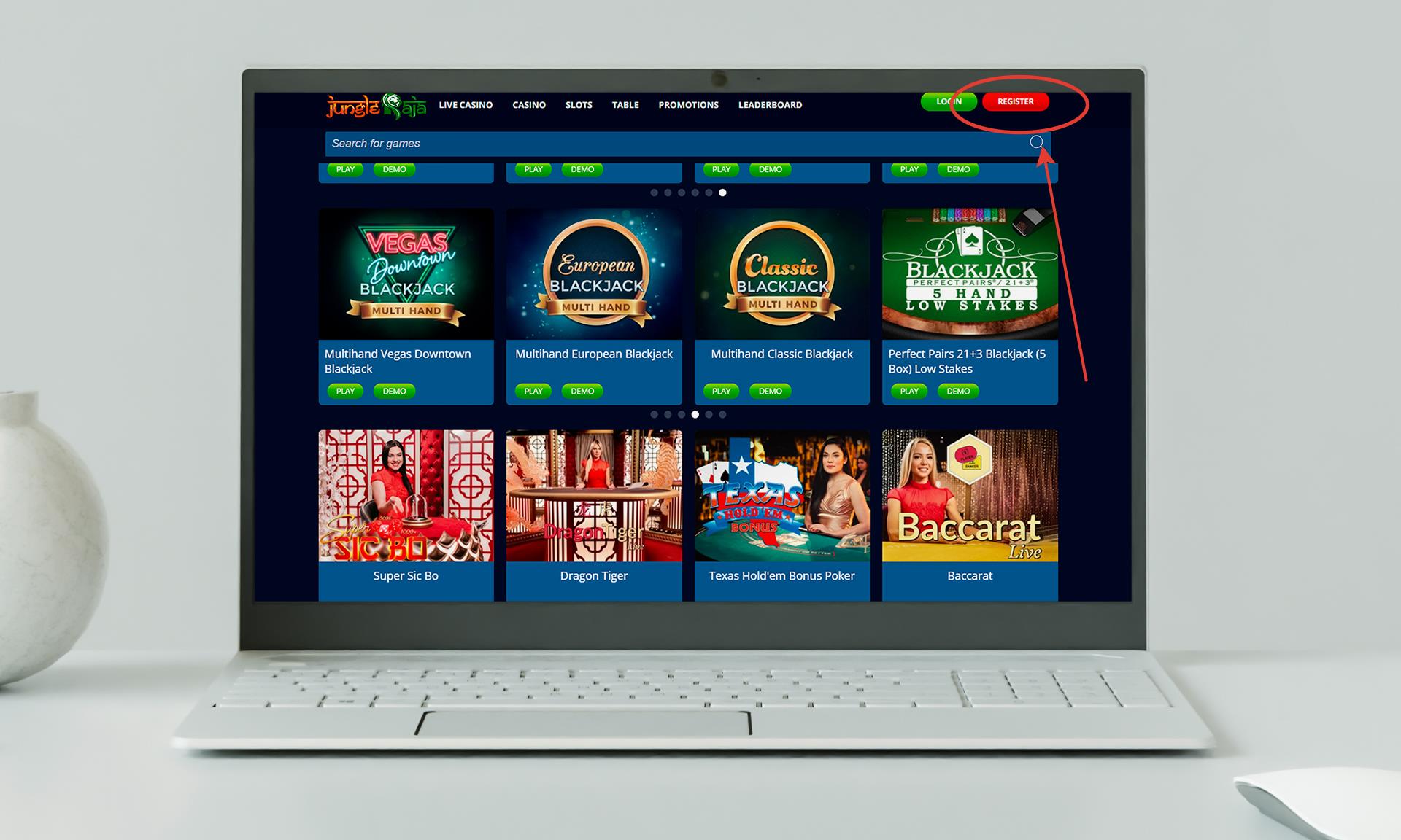 Press the 'Register' button to sign up.