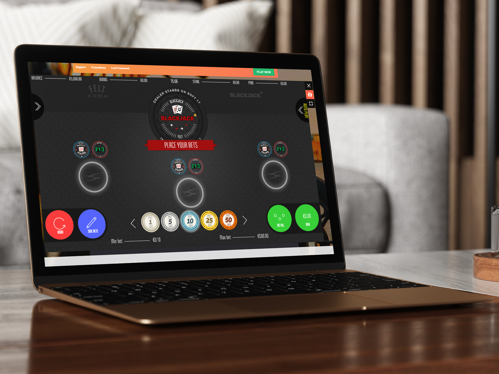 LeoVegas suggests more than 60 Blackjack tables and variations.