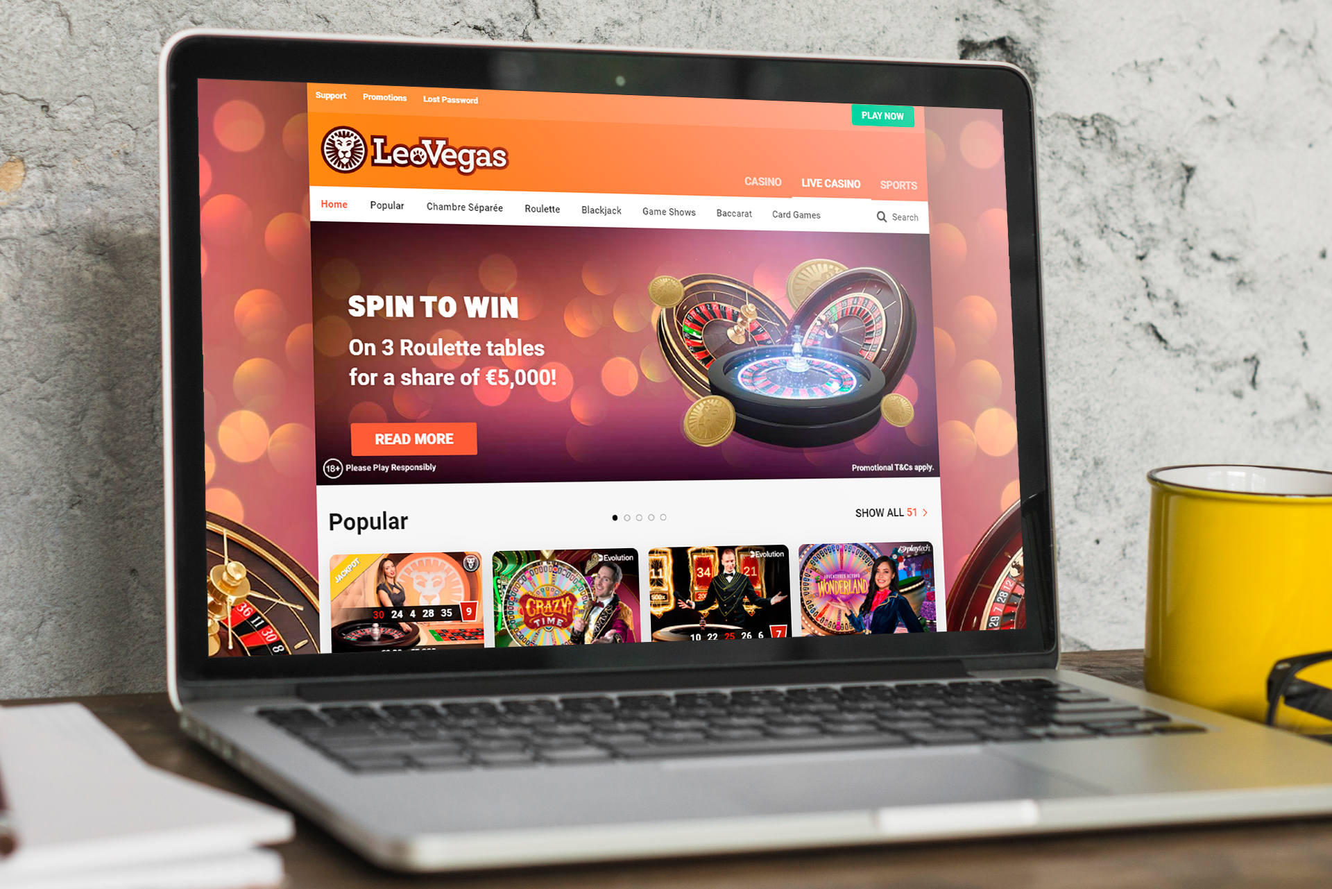 LeoVegas offers real-time playing options for lovers live casino.