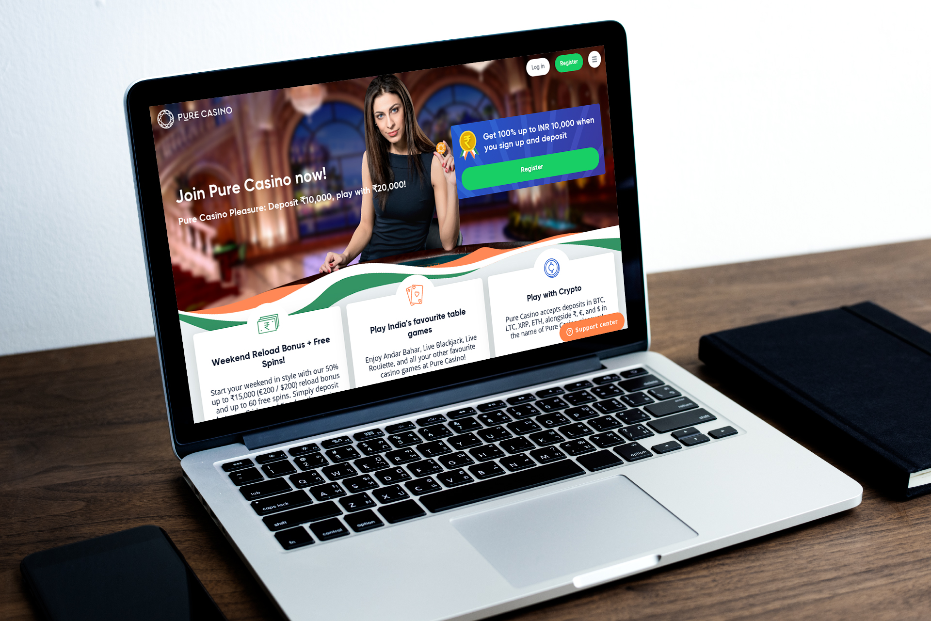 Press the green button to register.