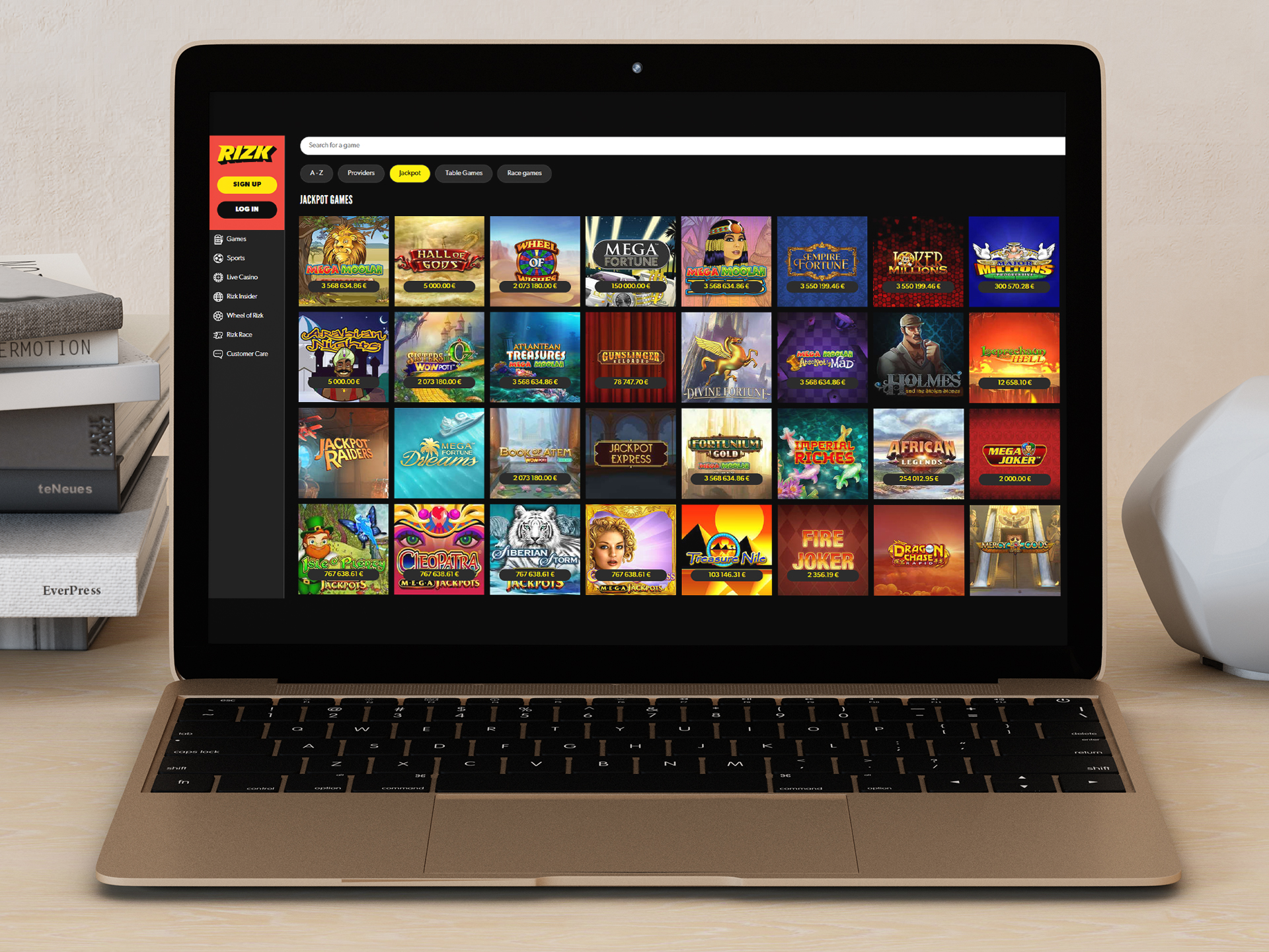 Rizk Casino suggests jackpot slot games.