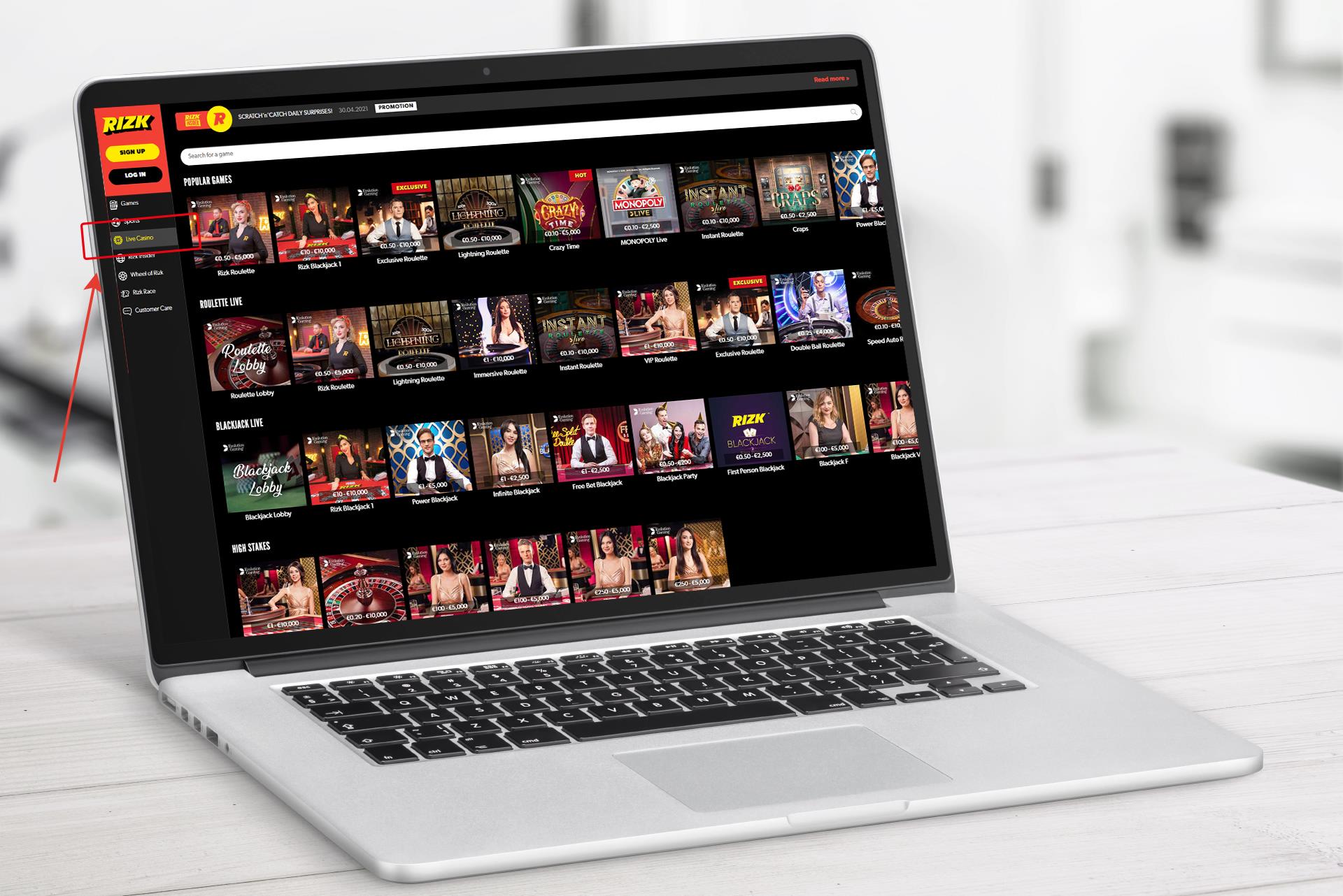 To play live casino, you can receive a special bonus.