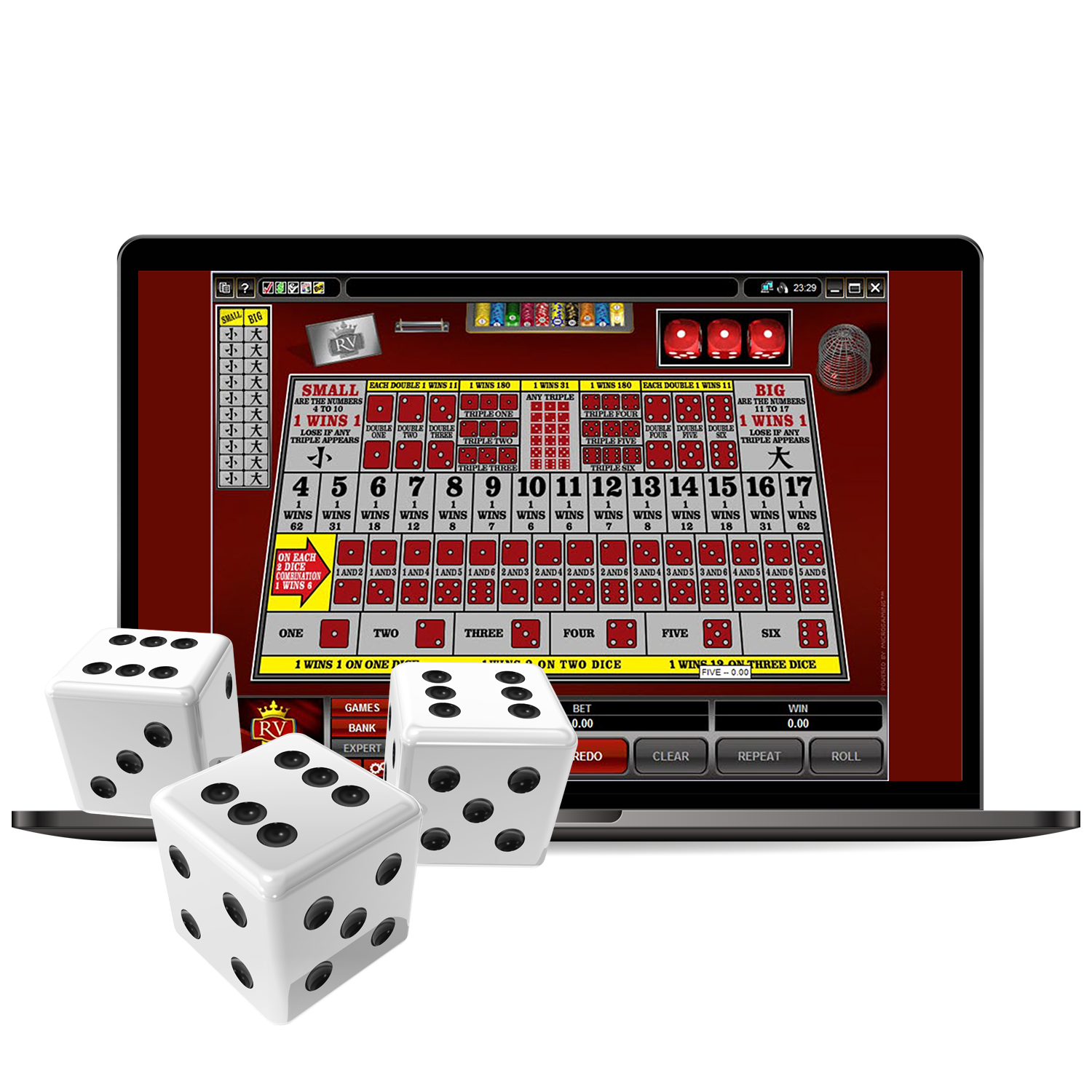 Sic Bo is a traditional game with three dice.