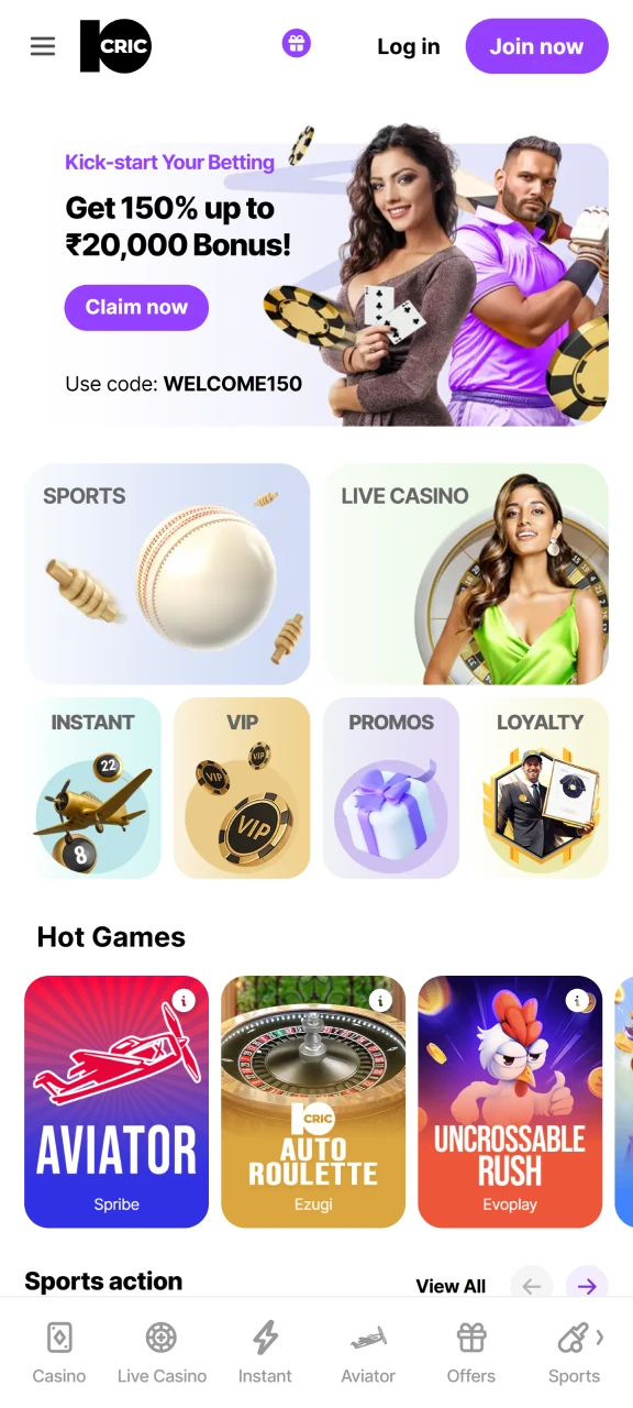 Go to official 10Cric website.