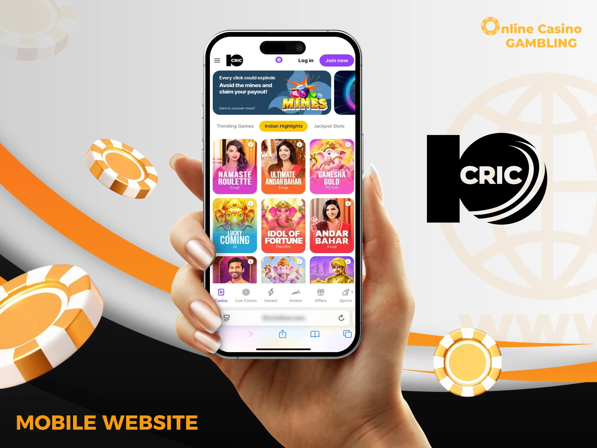 You can place bets on 10Cric in the mobile browser of your phone.
