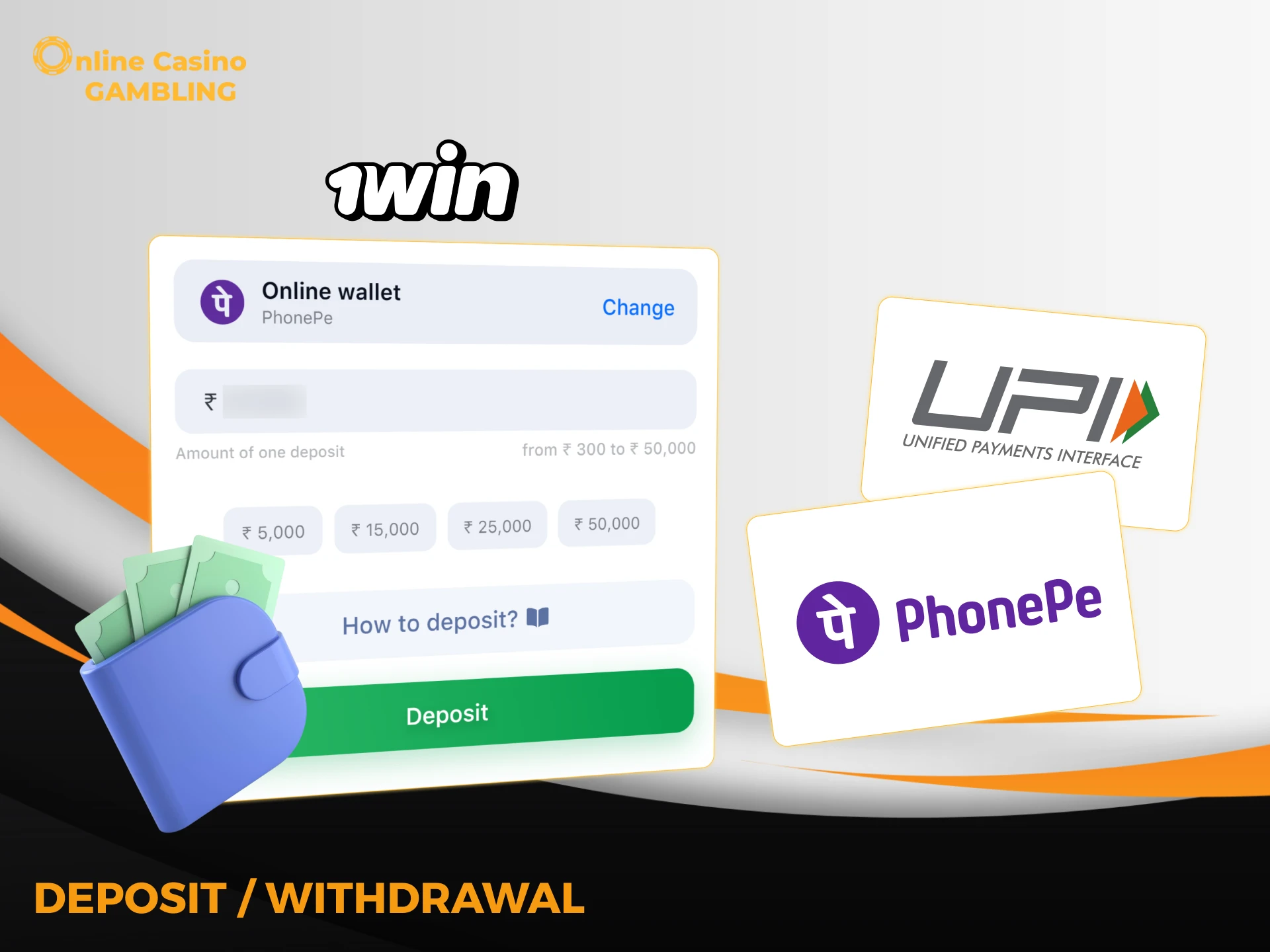 Players can add and withdraw funds at 1Win using several methods.