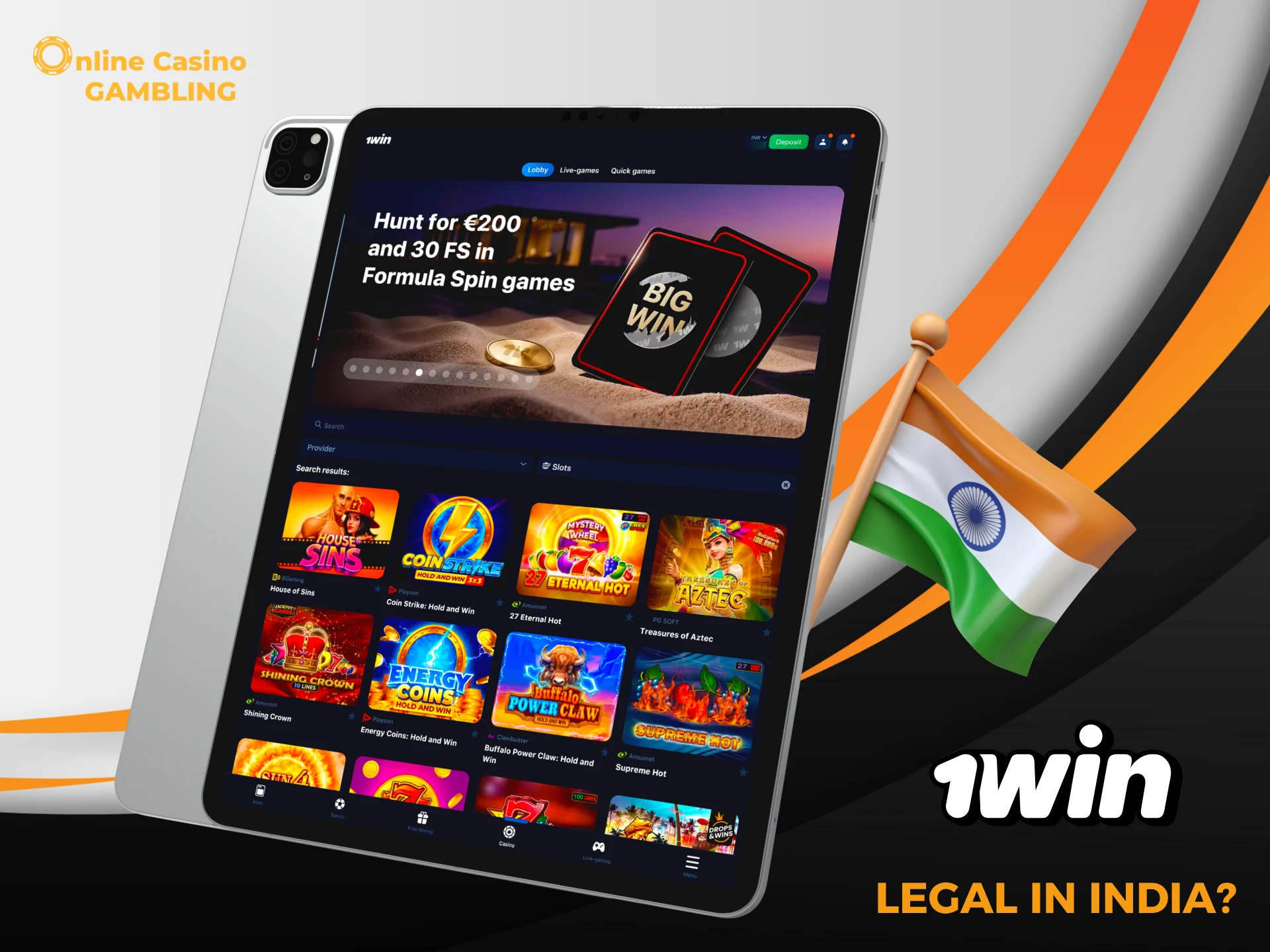 The legality of the 1win platform in India.