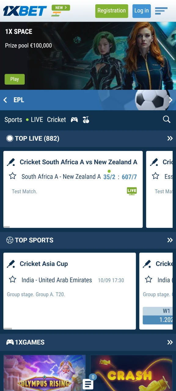 Go to official 1xbet website.