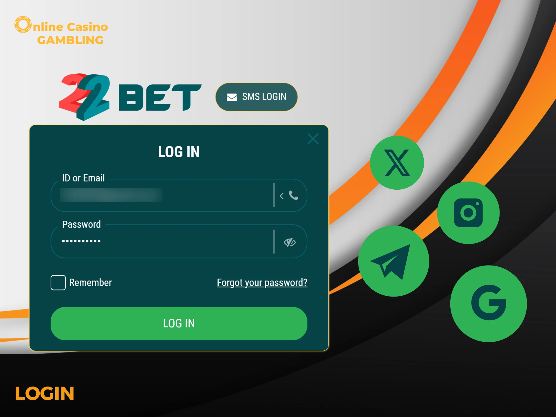 How to log in to your 22bet account.