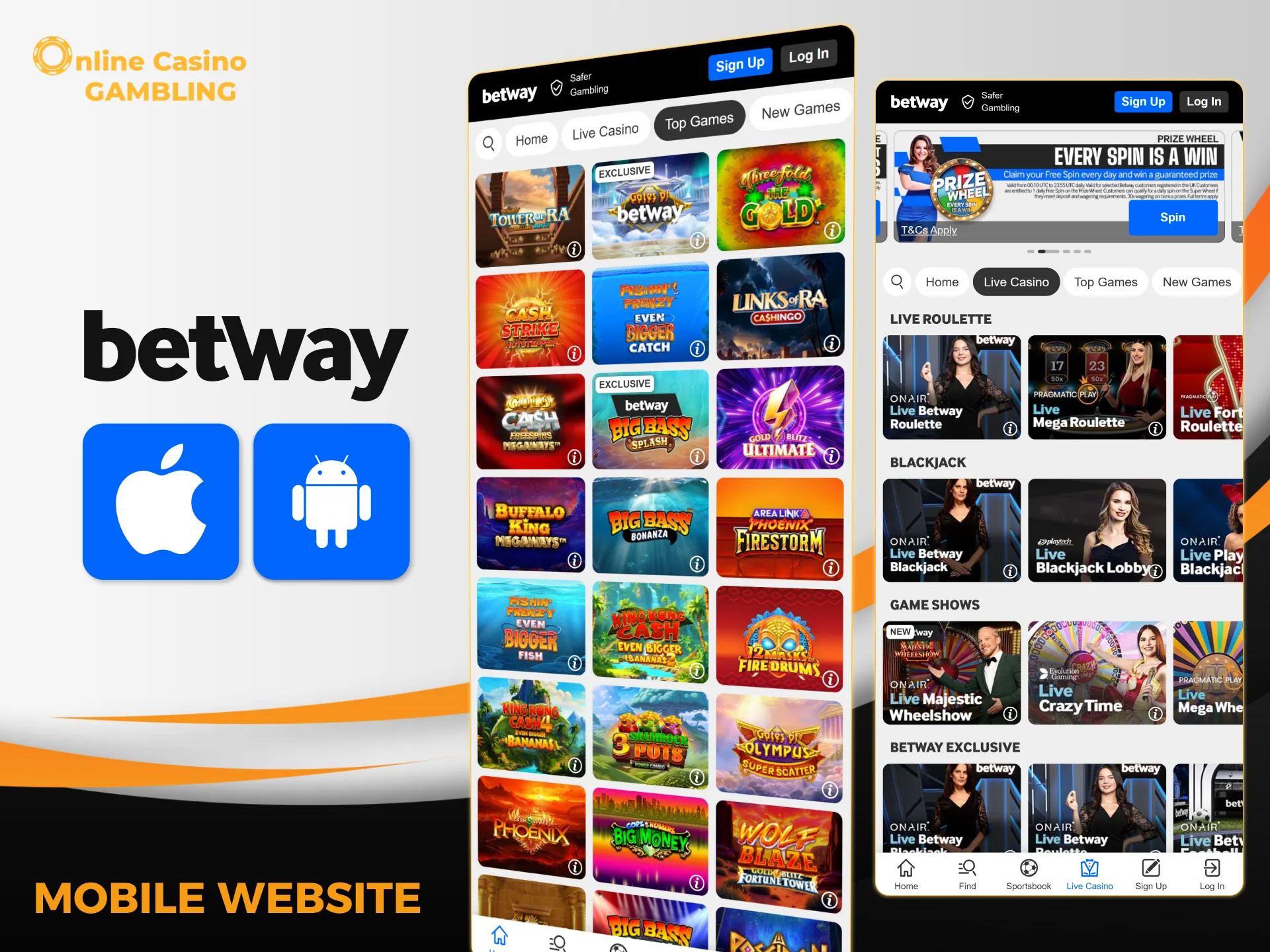 The Betway mobile website works on any smartphone or laptop.