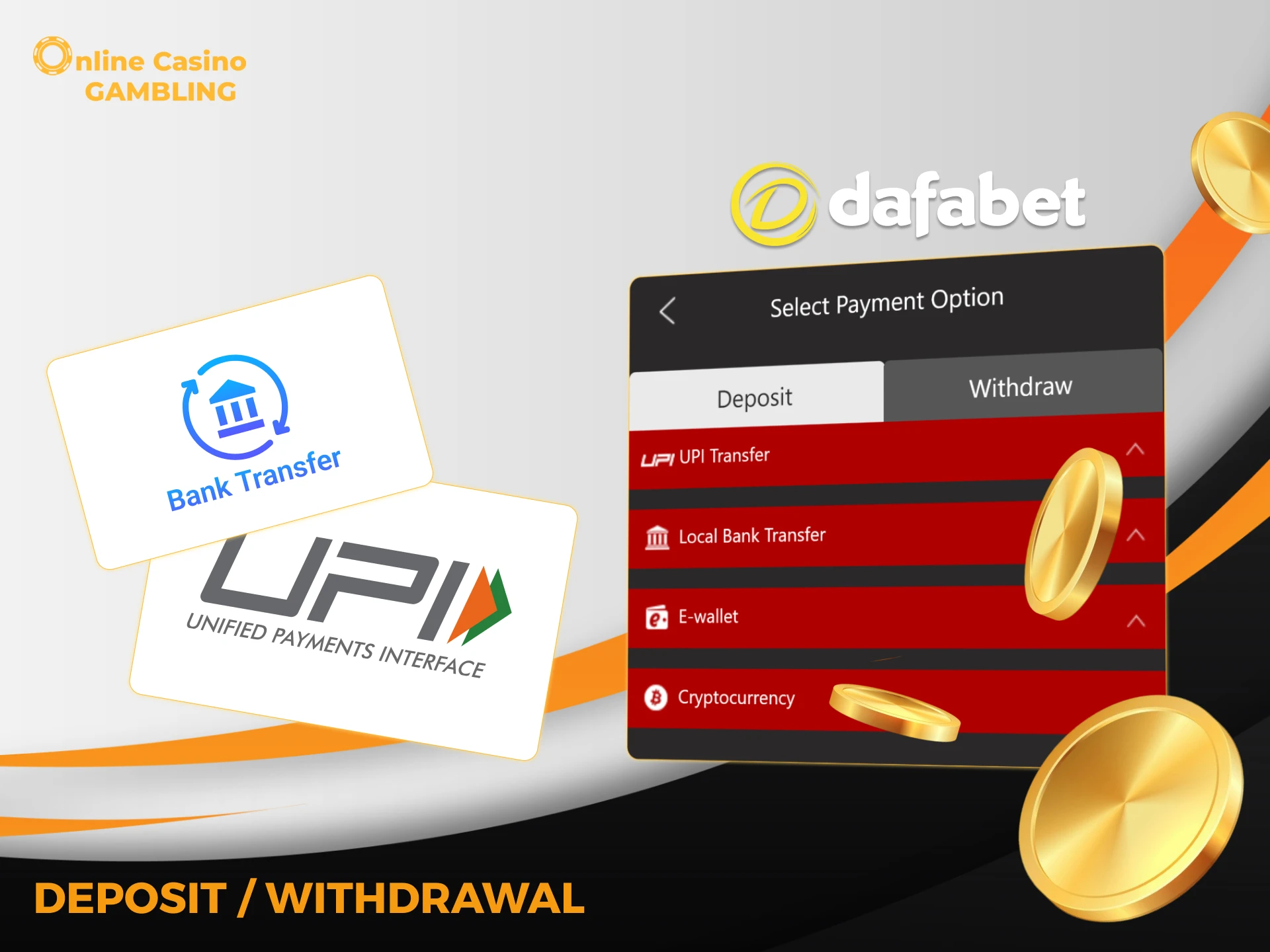 On Dafabet, you can manage your funds in many ways.