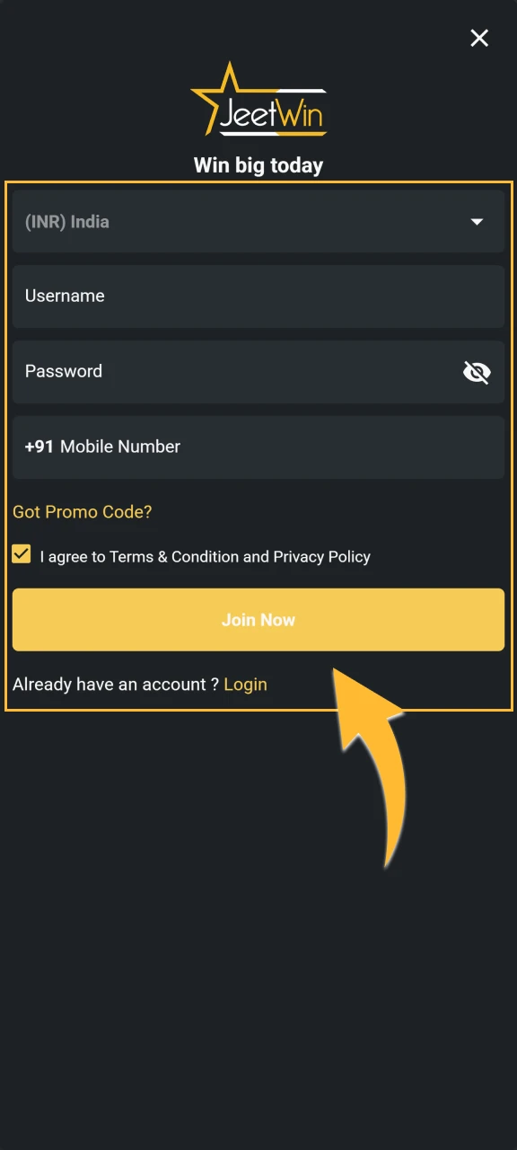 Complete your registration and start placing bets.