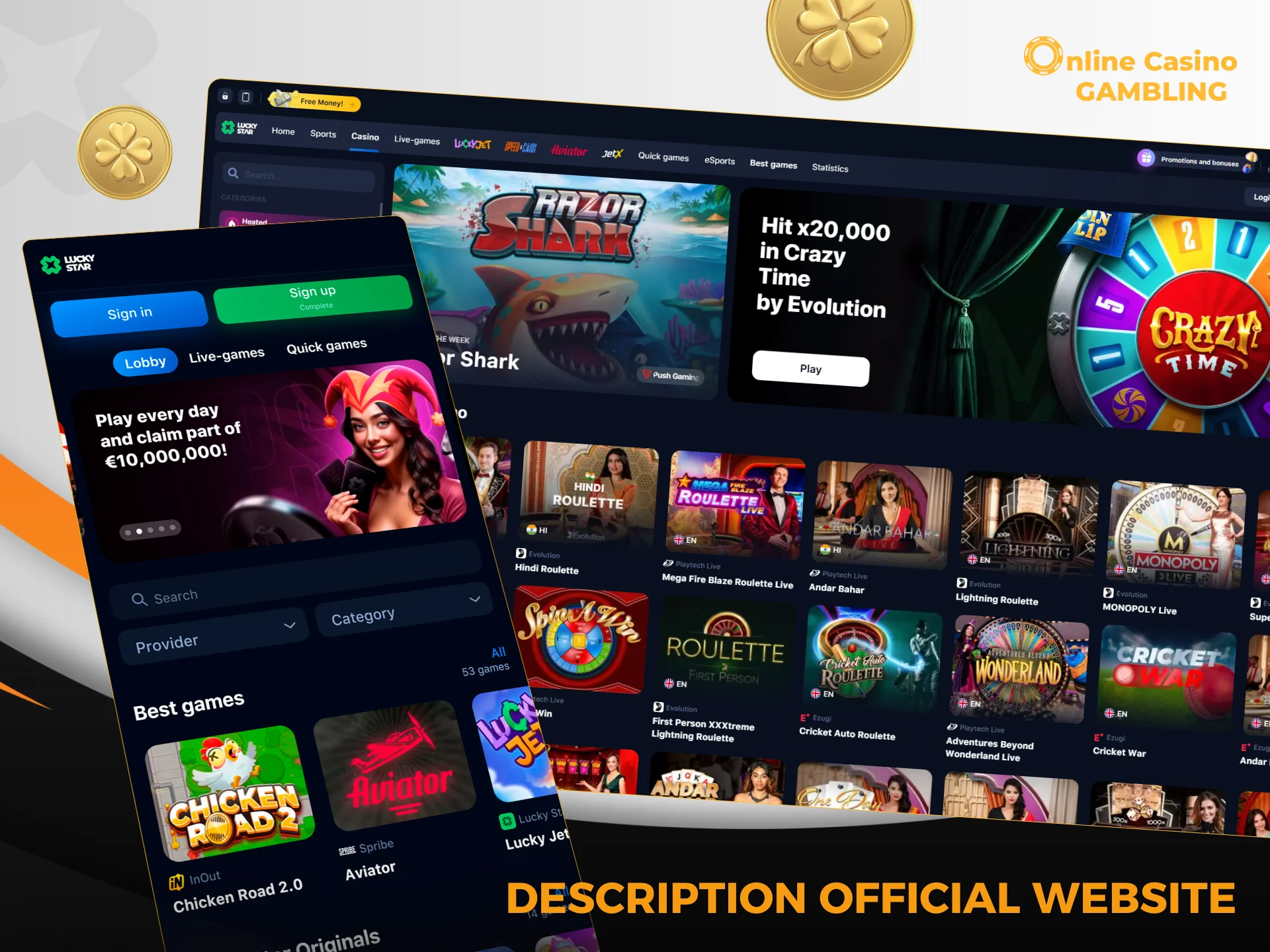 Description of the official Lacky Star website.