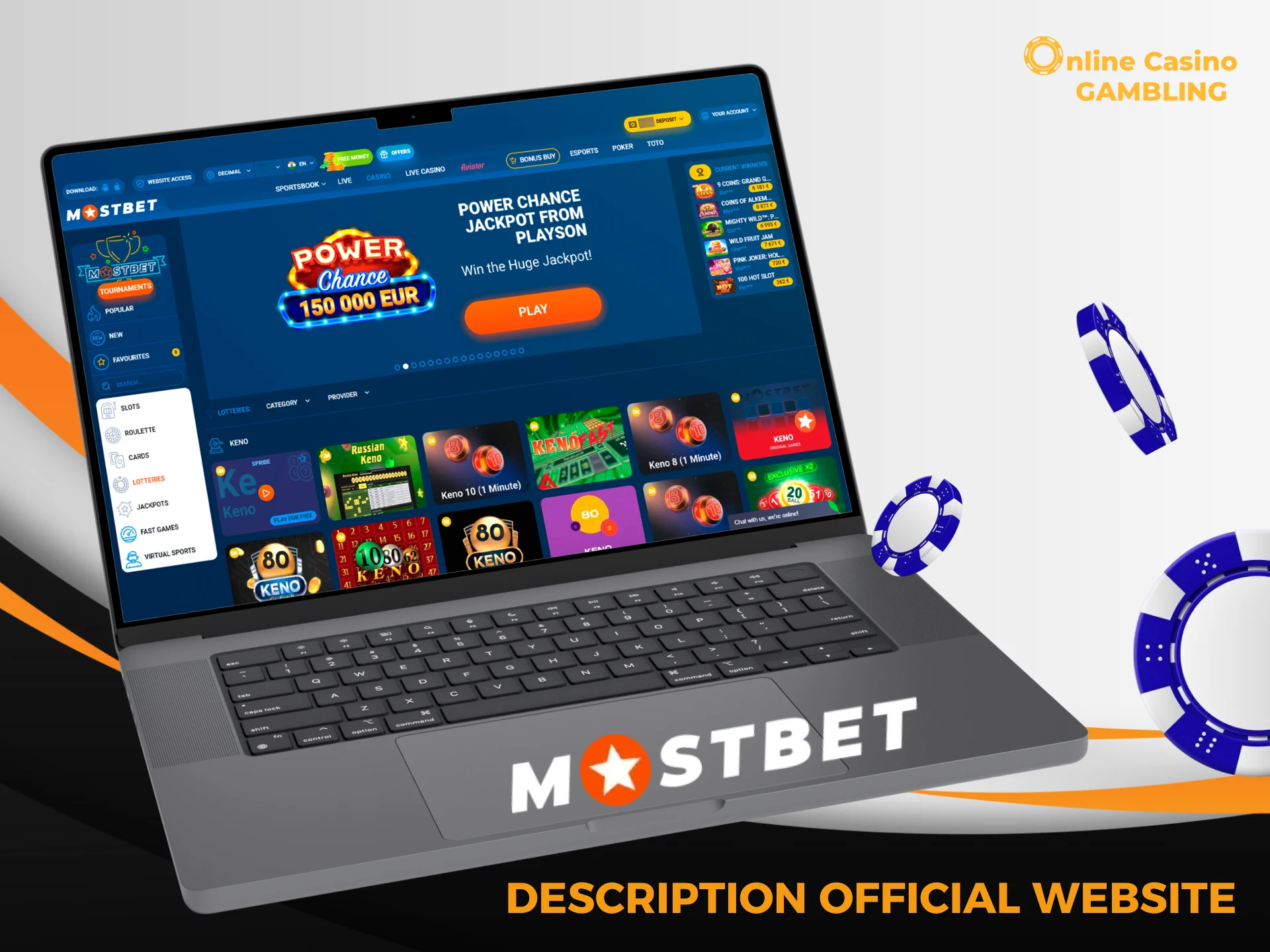 Description of the official website Mostbet Casino.