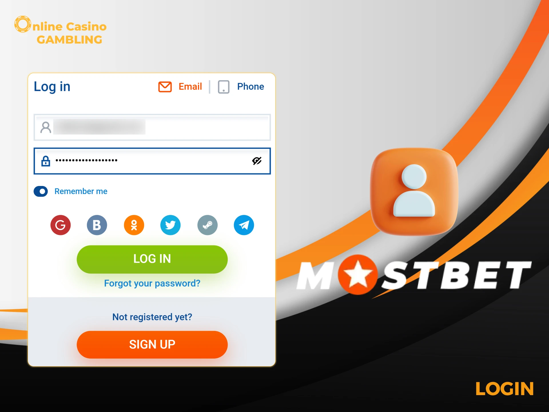 To start playing at Mostbet, you need to log in to your account.