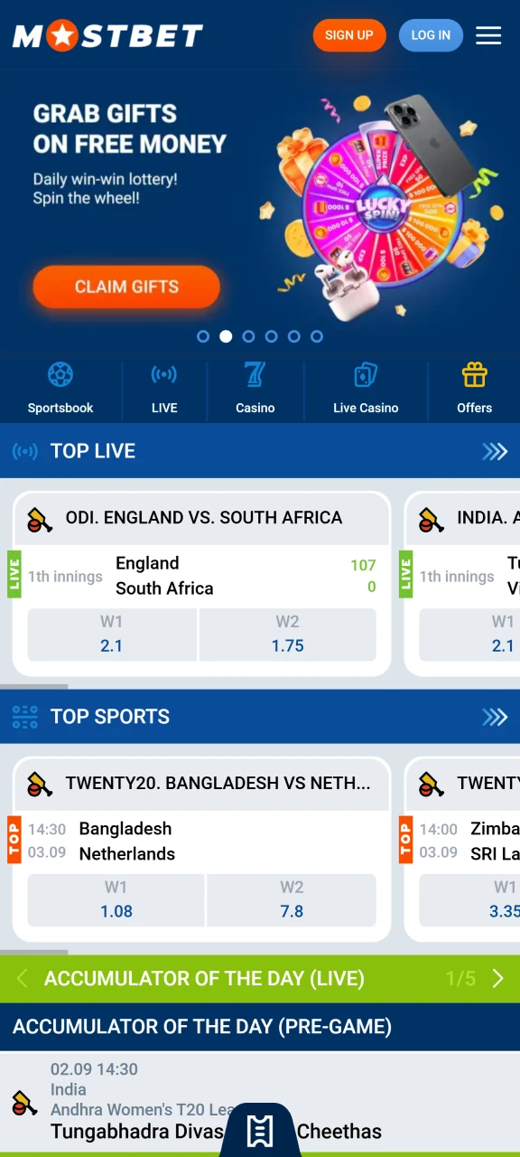 Go to official Mostbet website.