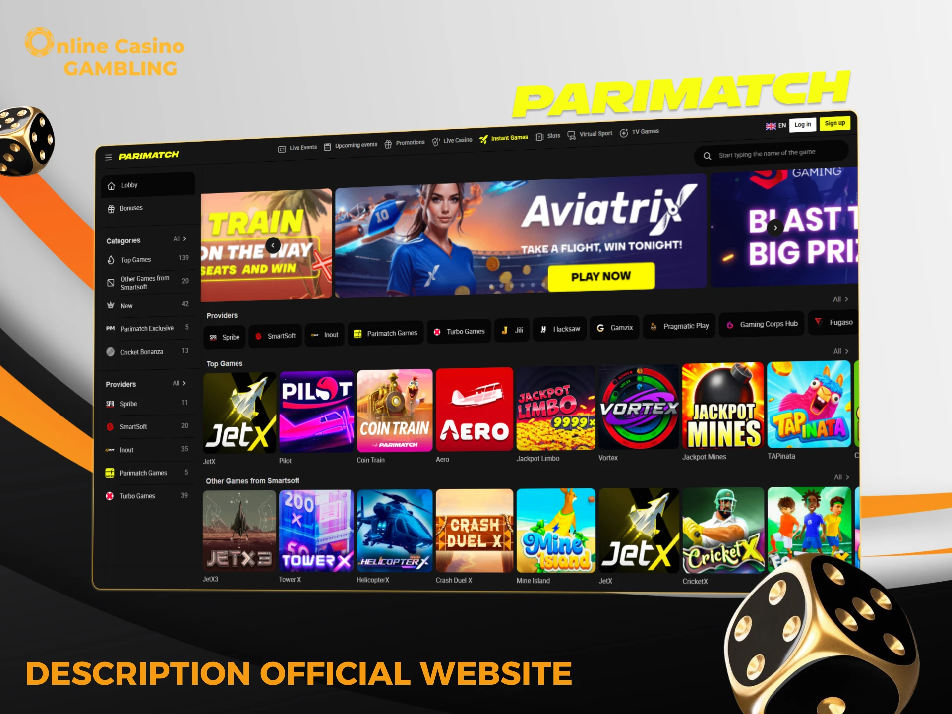 Detailed description of the official Parimatch website.