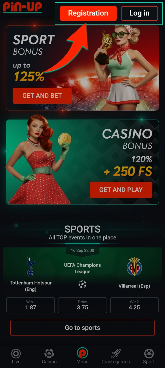 Find the Sign-Up button at the top of the screen.