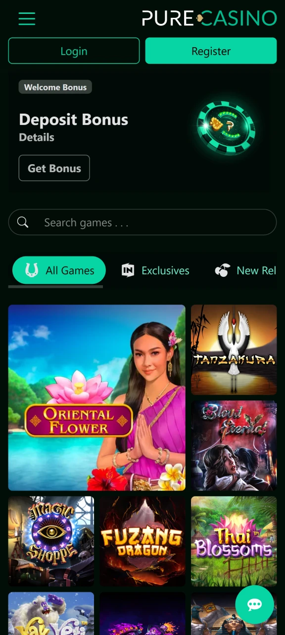 Go to official Pure Casino website.