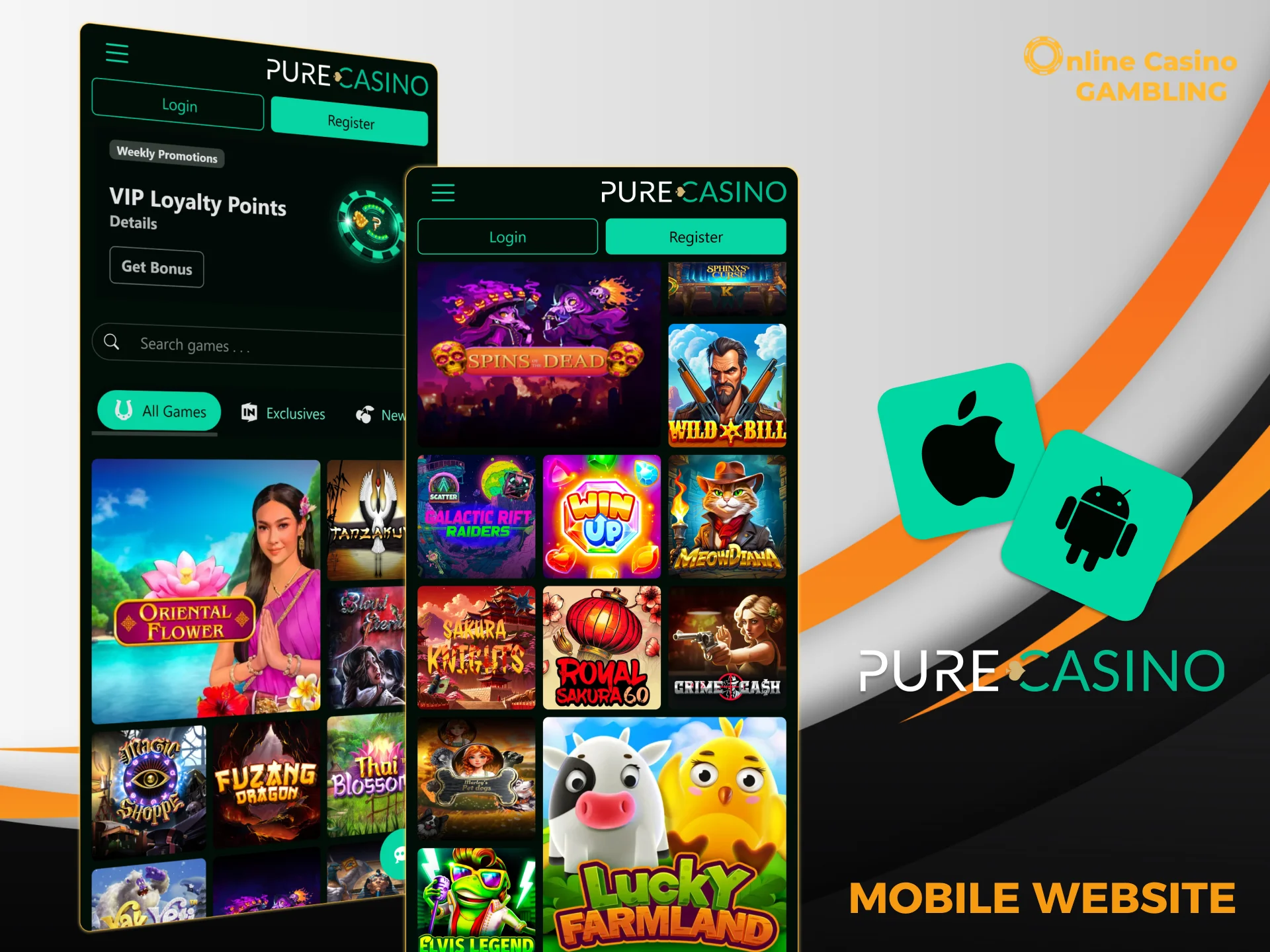 You can play at Pure Casino using your mobile browser instead of the app.