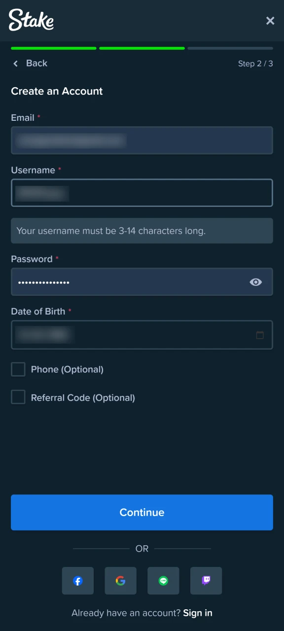 Fill in the information and complete the registration.