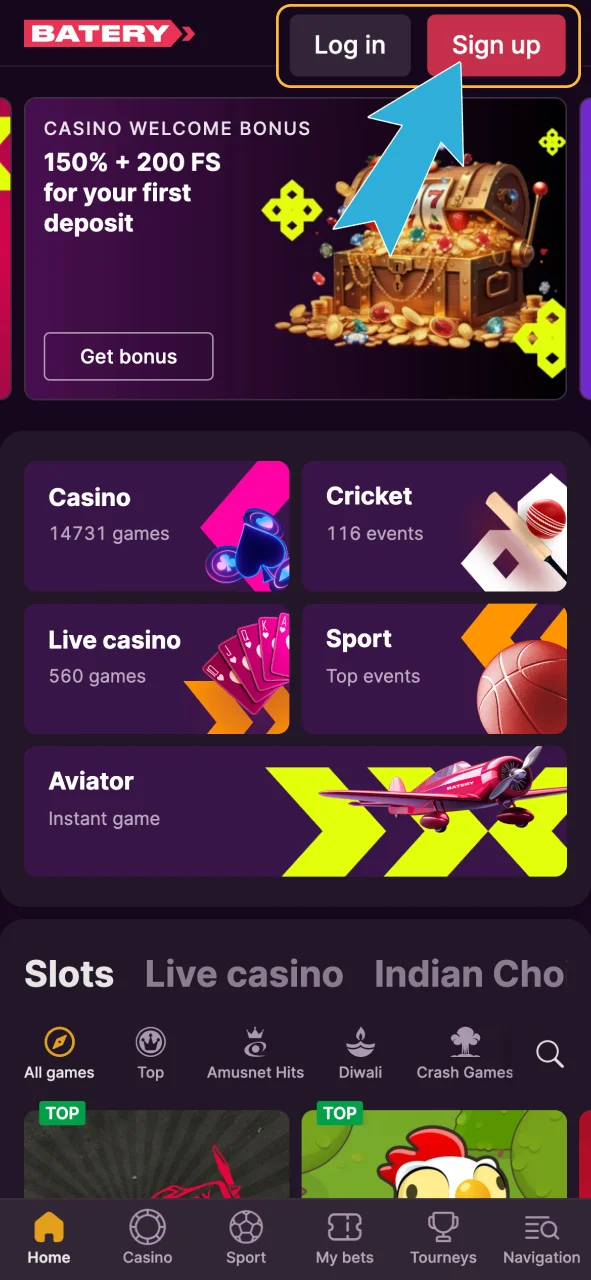 Click Join Now on the Batery homepage to register instantly.