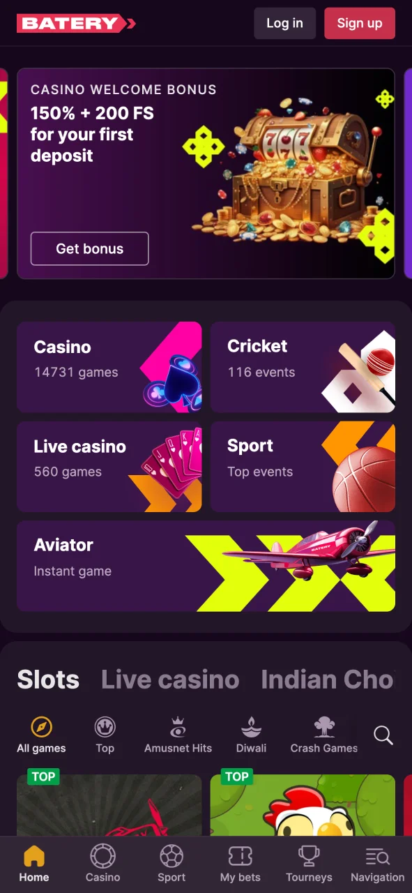 Open the Batery official site and start your registration now.