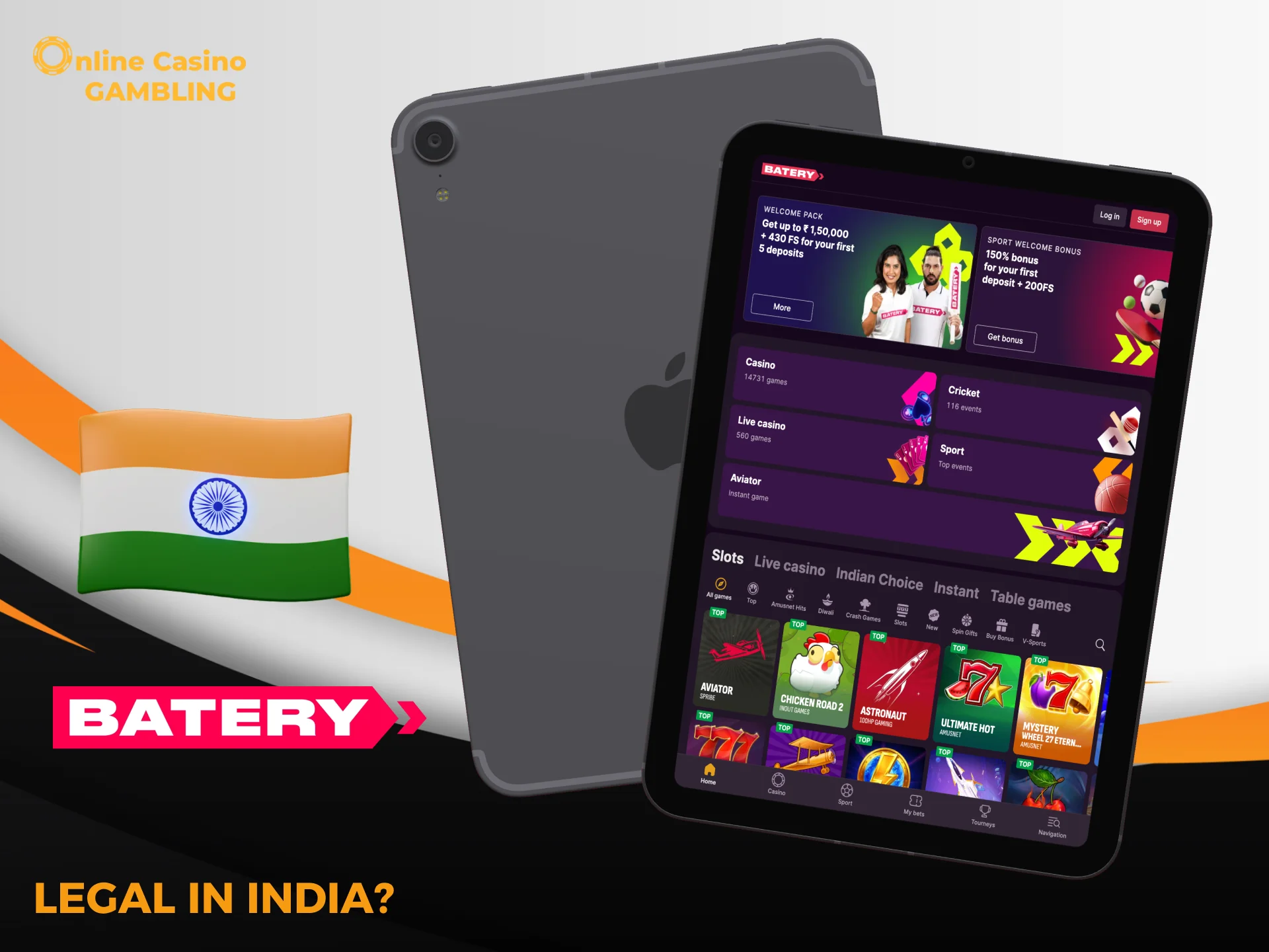 Play safely on Batery India with a valid Curacao license.