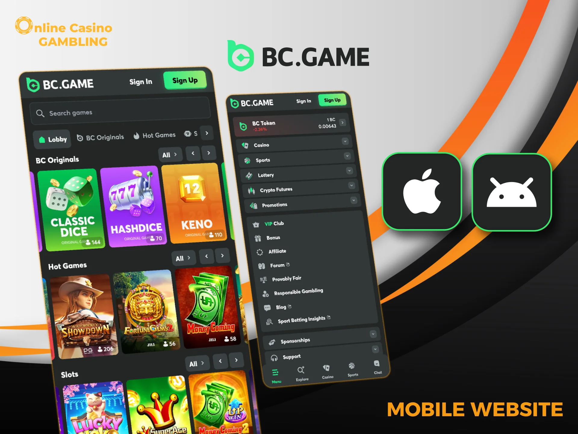 Play on BC Game mobile site anytime with no downloads.