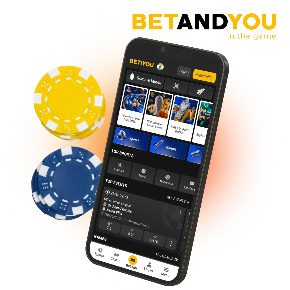 Start playing casino and sports games instantly with BetAndYou welcome offer.