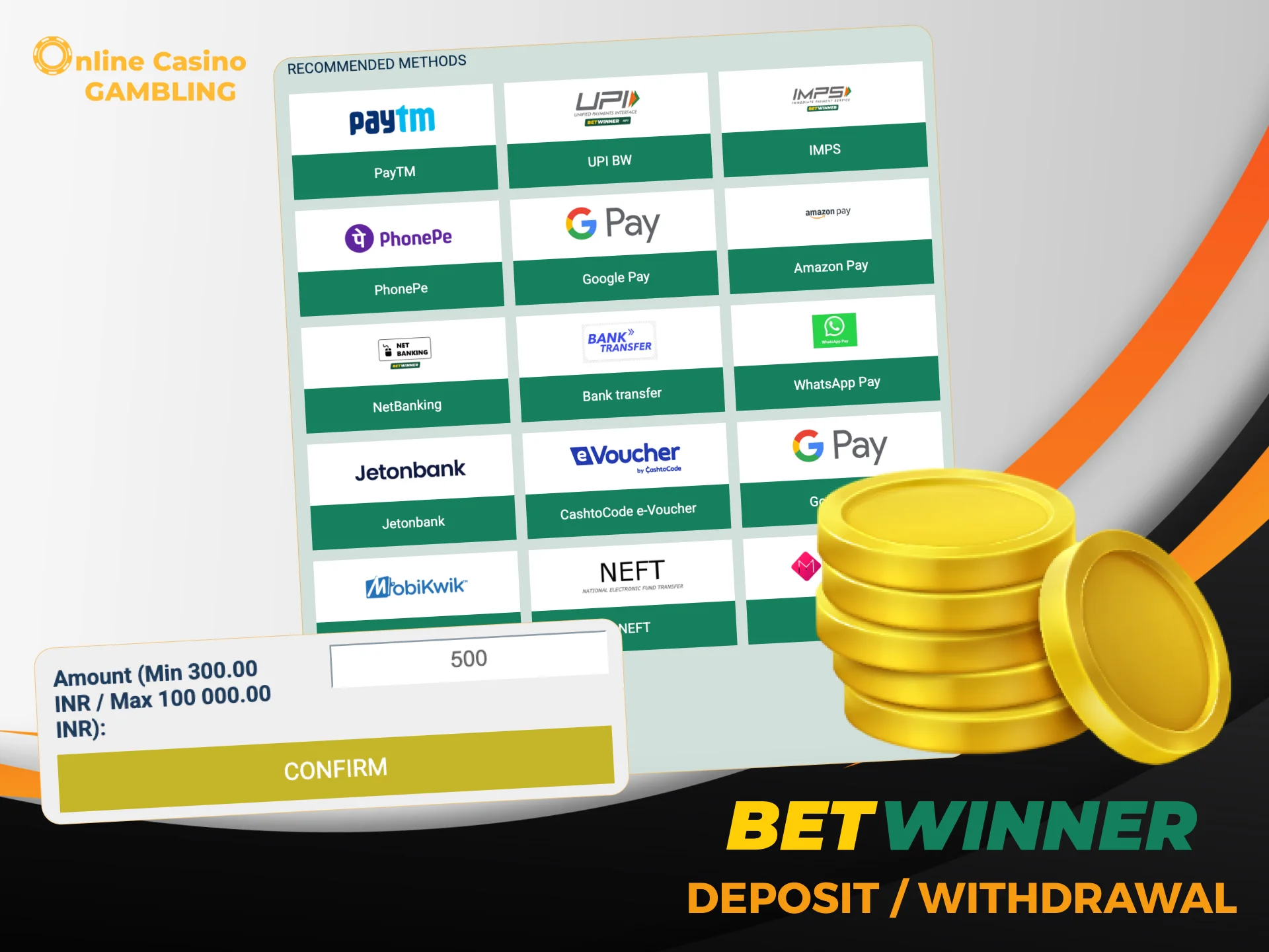 Deposit and withdraw instantly on Betwinner using INR and local payment options.