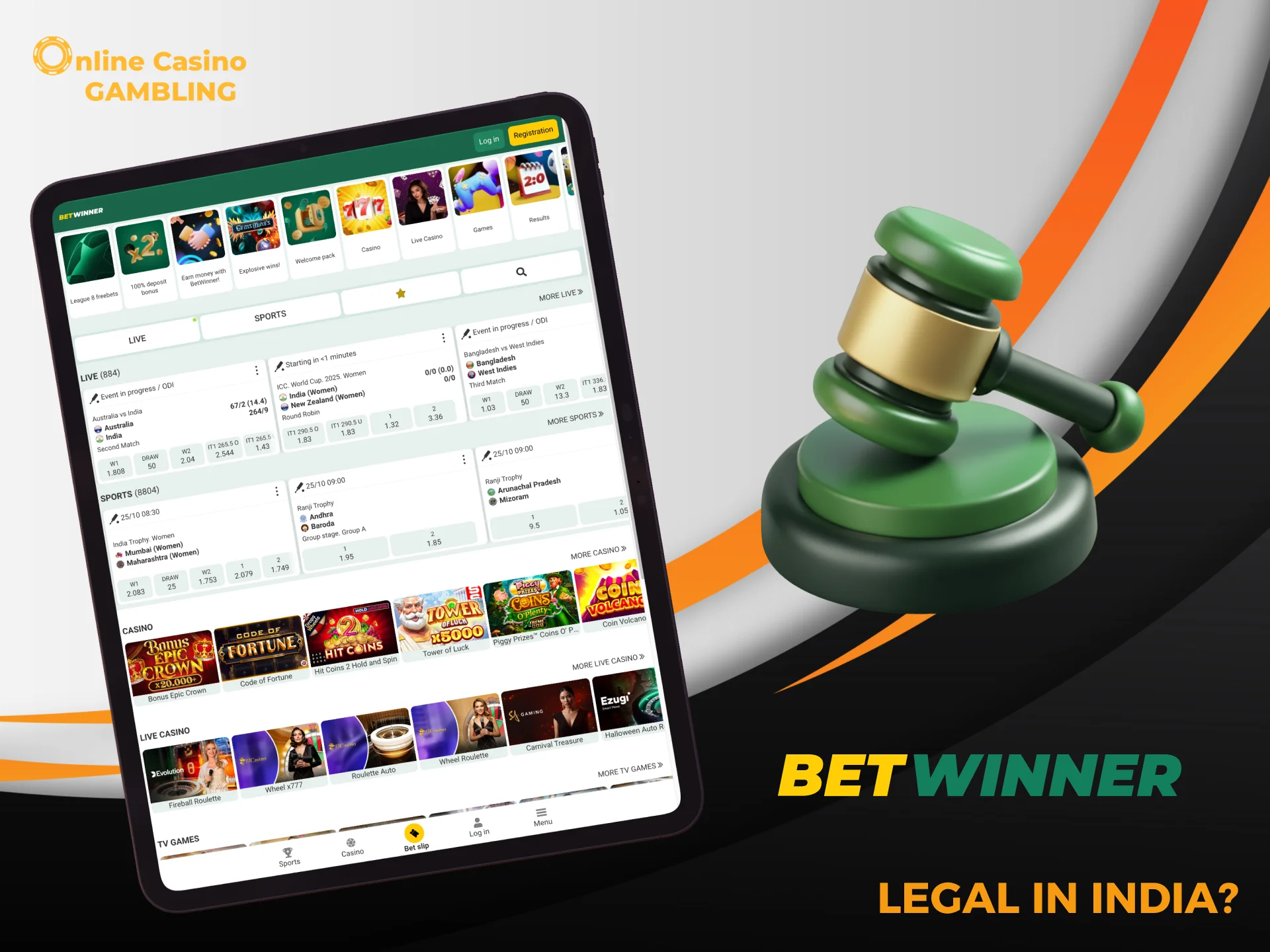 Betwinner is legal for Indian adults using offshore gaming sites.