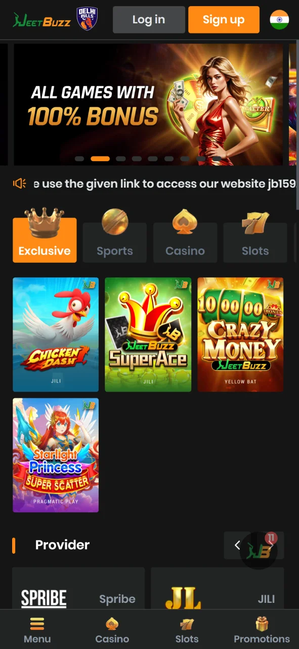 Open the official JeetBuzz website.