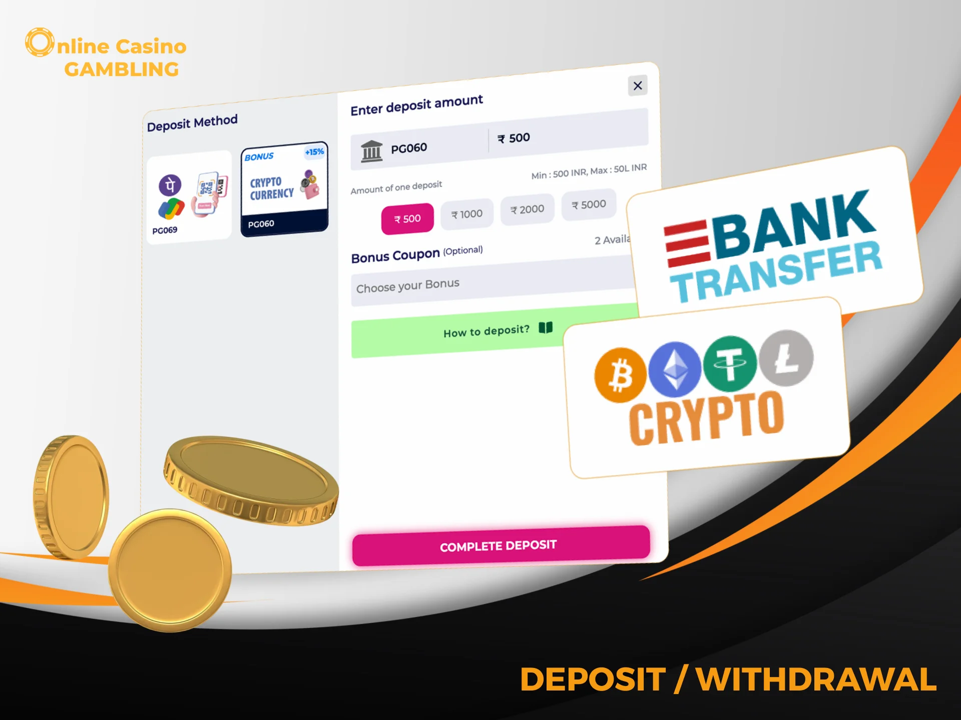 Deposit and withdraw INR quickly and securely on Tez888.