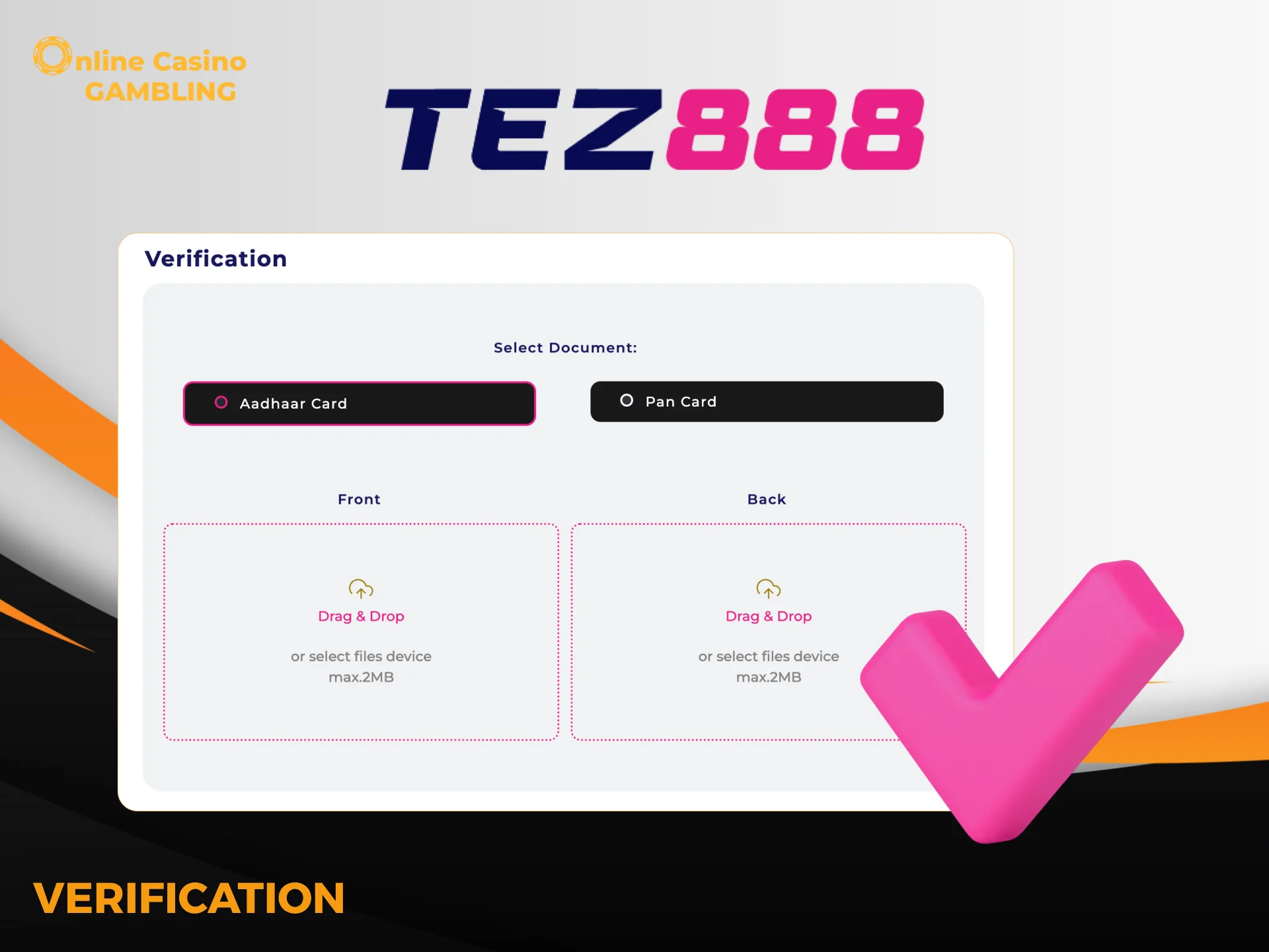 Complete Tez888 verification in Profile to access all features.