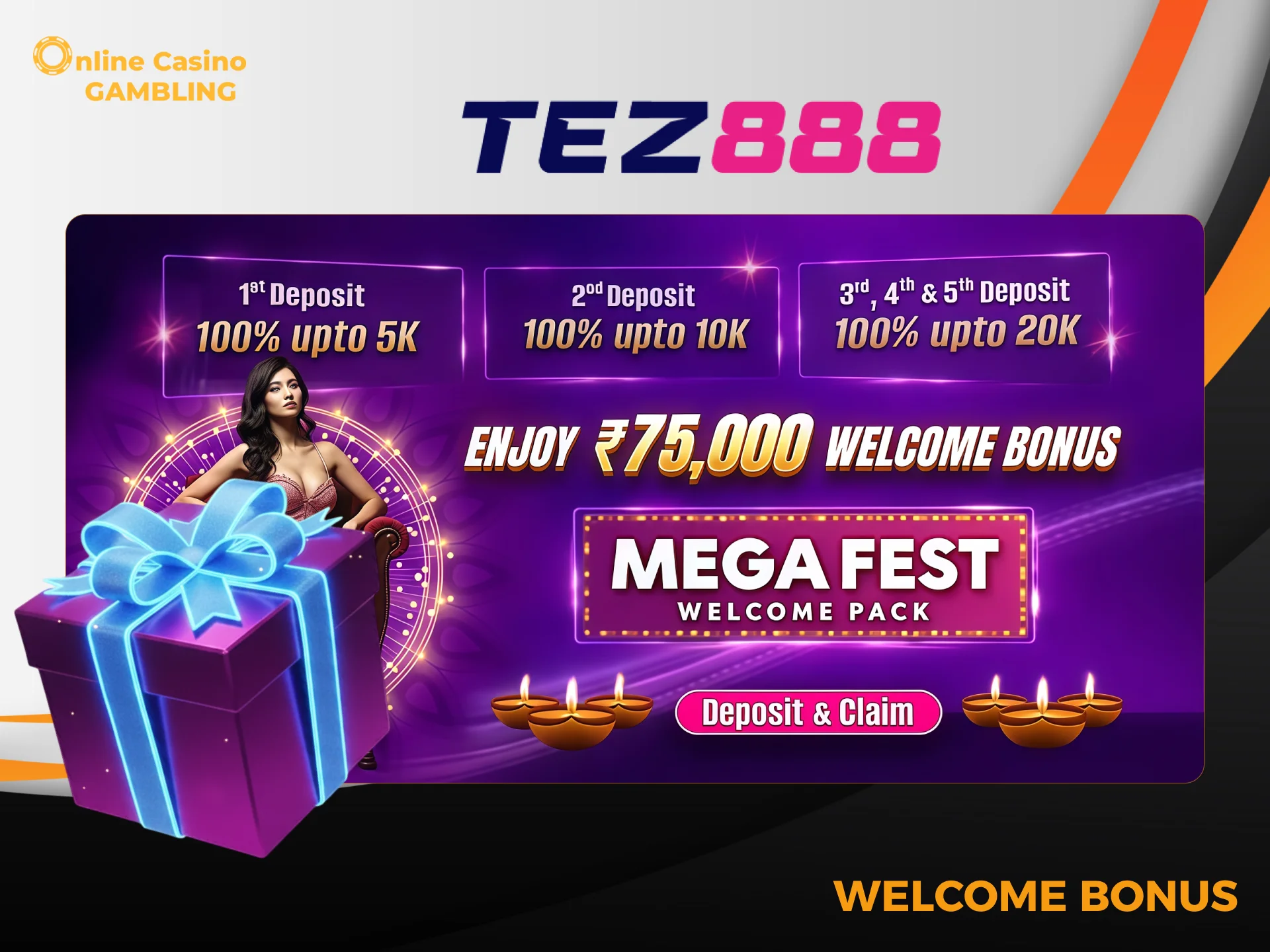 Enjoy a generous Welcome Pack on Tez888 for casino and sports play.